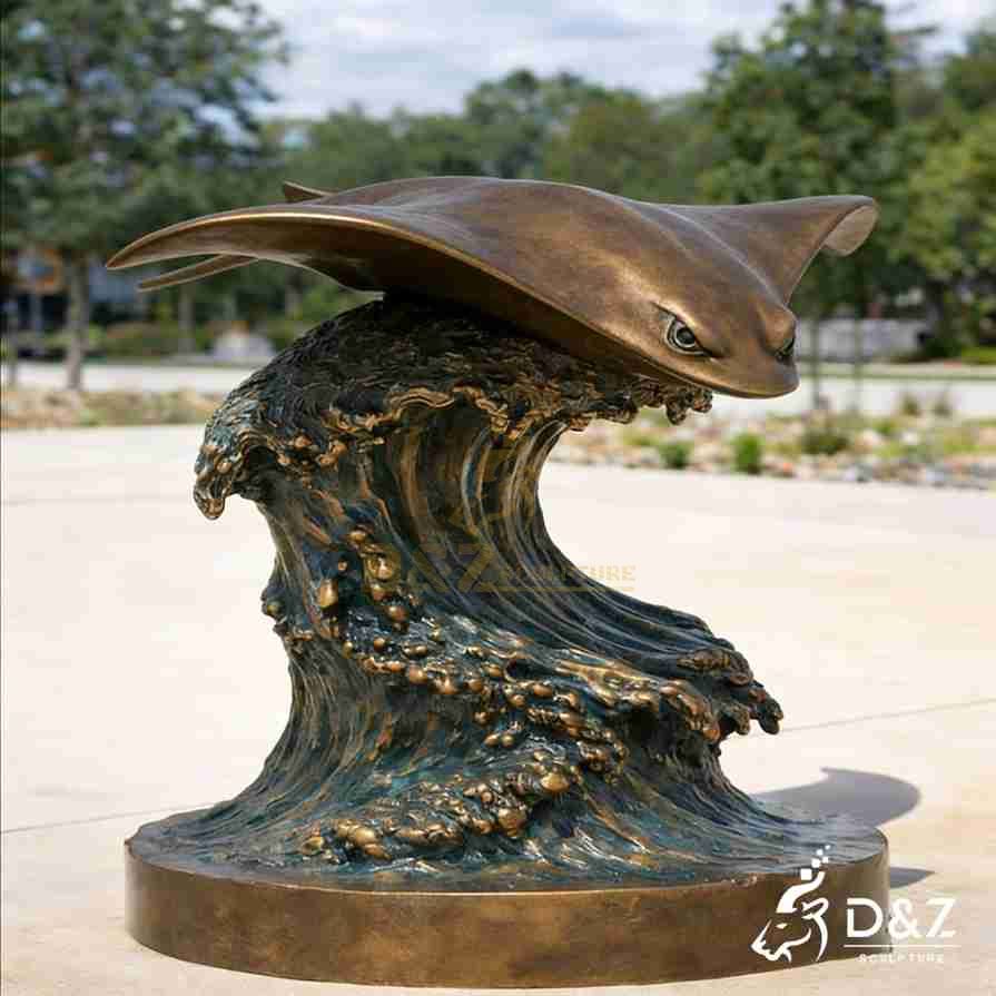 Large Bronze Stingray Statue 3
