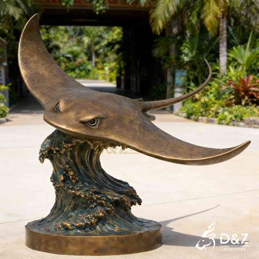 Large Bronze Stingray Statue 5