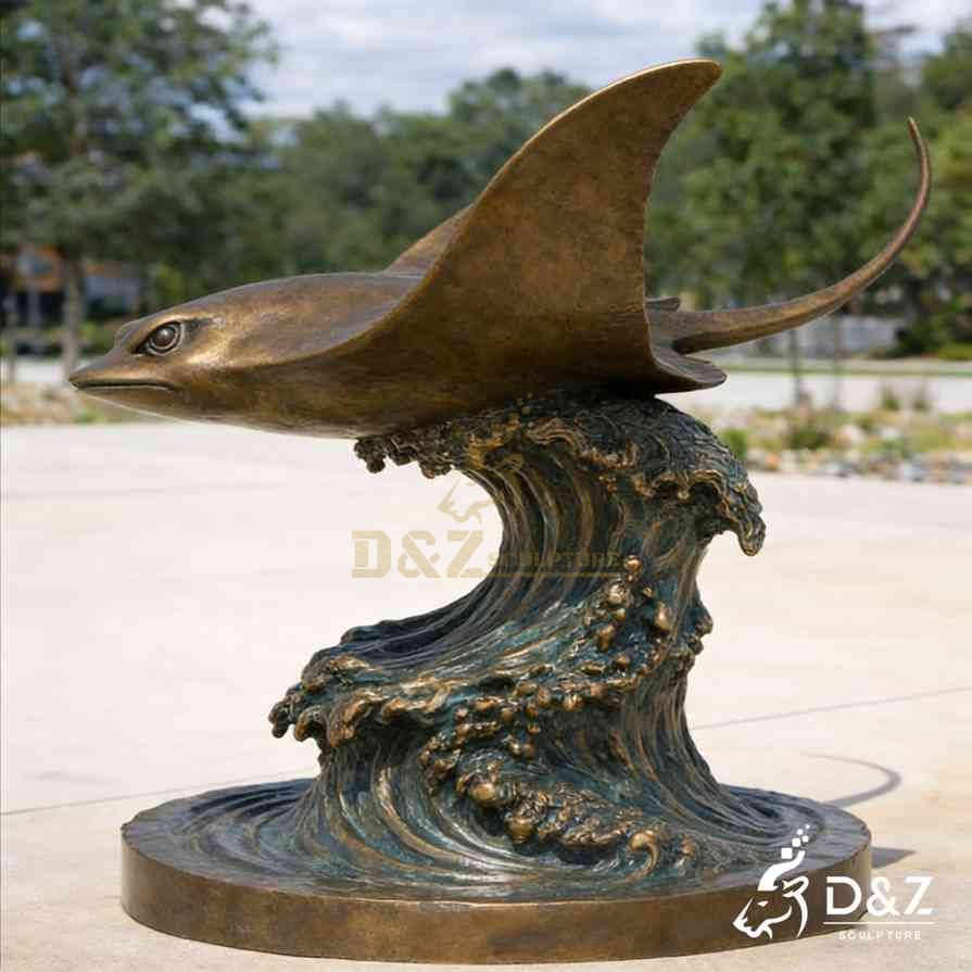 Large Bronze Stingray Statue 6