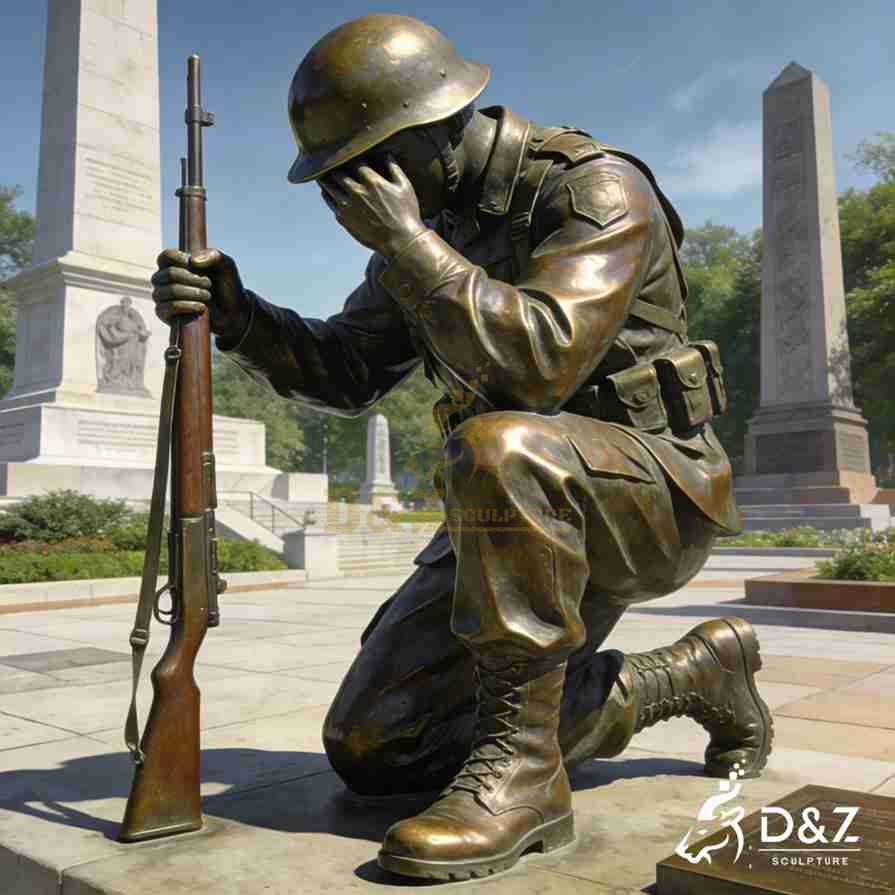 Bronze Kneeling Soldier Statue 3
