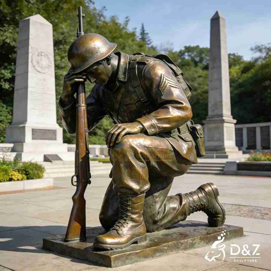 Bronze Kneeling Soldier Statue 4