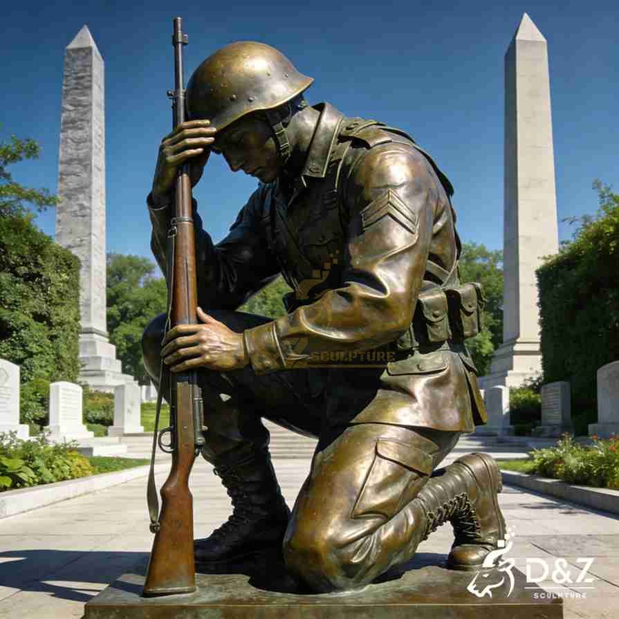 Bronze Kneeling Soldier Statue 5