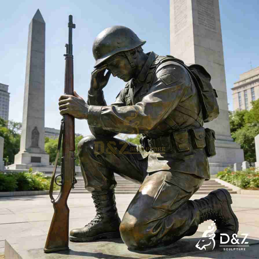 Bronze Kneeling Soldier Statue 6