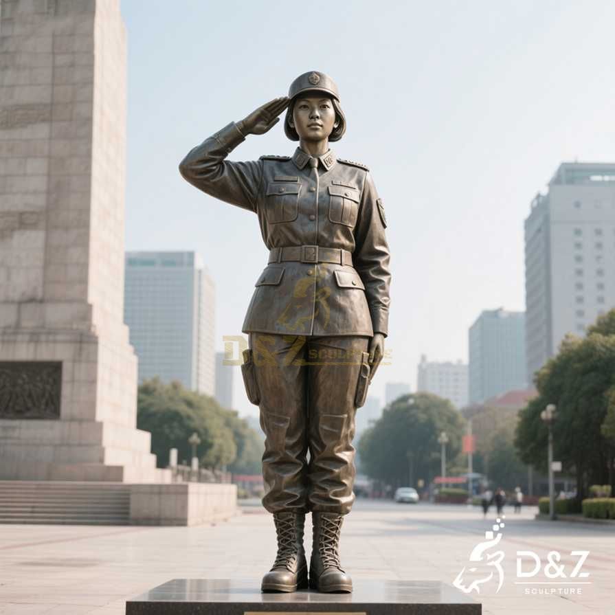Saluting Female Soldier Statue 2 Saluting Female Soldier Statue 2