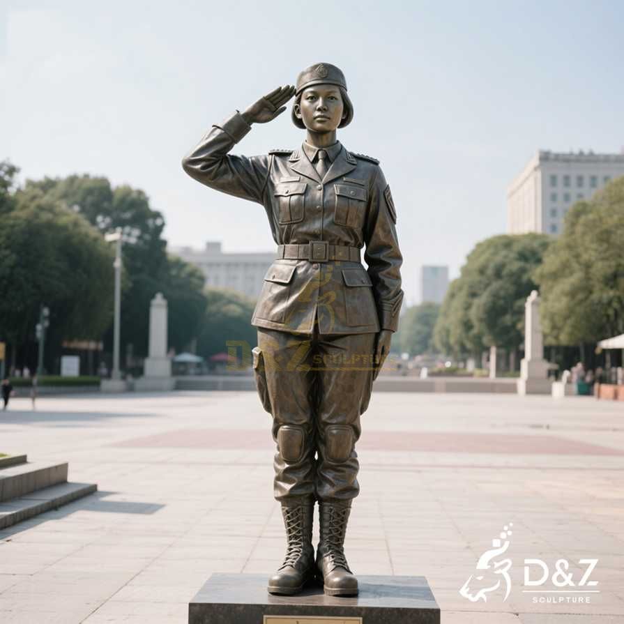 Saluting Female Soldier Statue 3 Saluting Female Soldier Statue 3