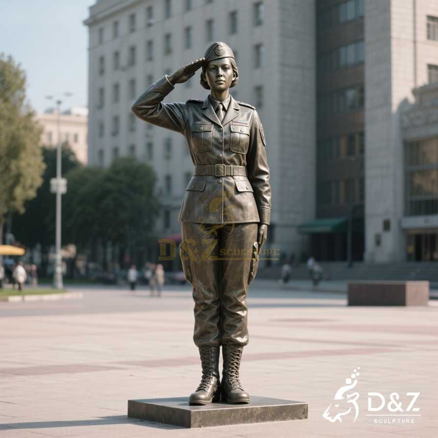 Saluting Female Soldier Statue 5 Saluting Female Soldier Statue 5