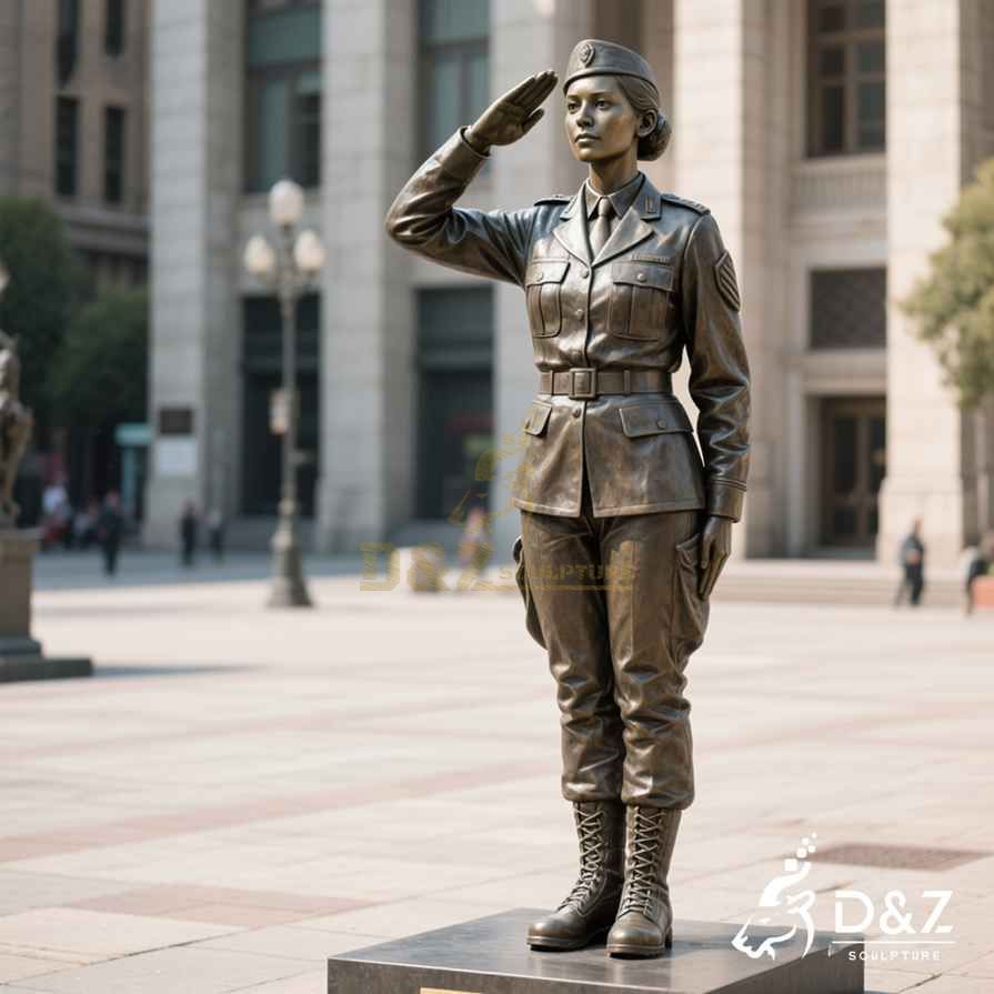 Saluting Female Soldier Statue 6 Saluting Female Soldier Statue 6