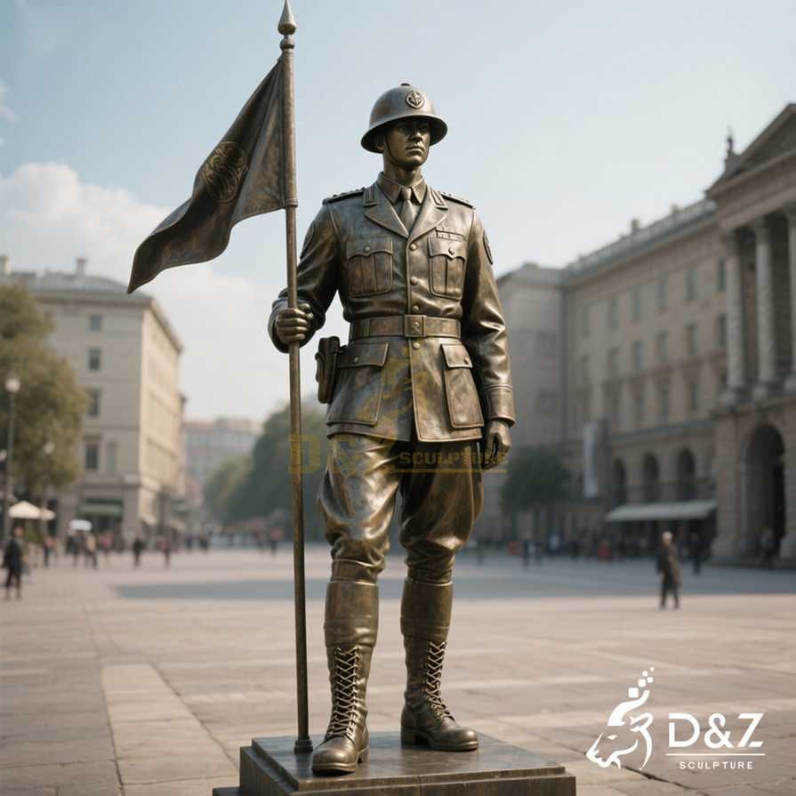 Bronze Flag Soldier Statue 2