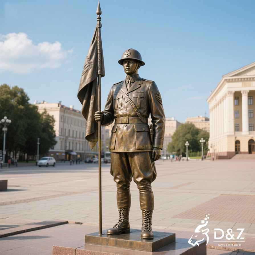 Bronze Flag Soldier Statue 3