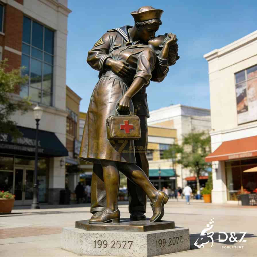 Soldier Kissing Nurse Statue 3