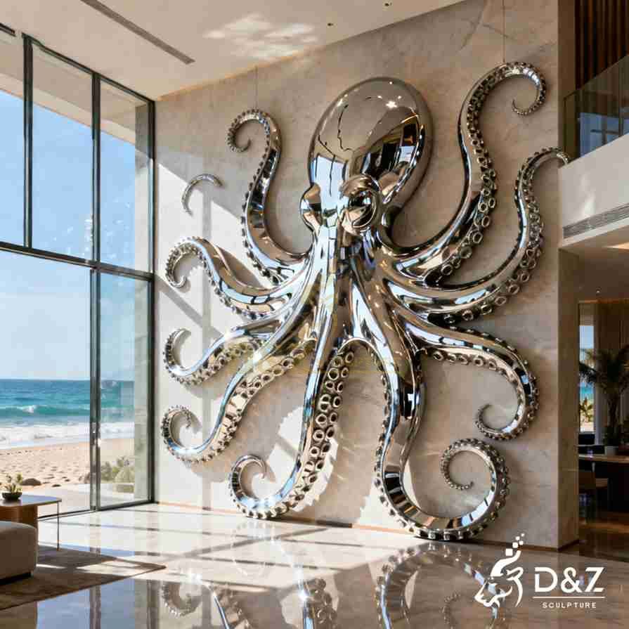 Metal Octopus Wall Sculpture 2 Metal Octopus Wall Sculpture 2