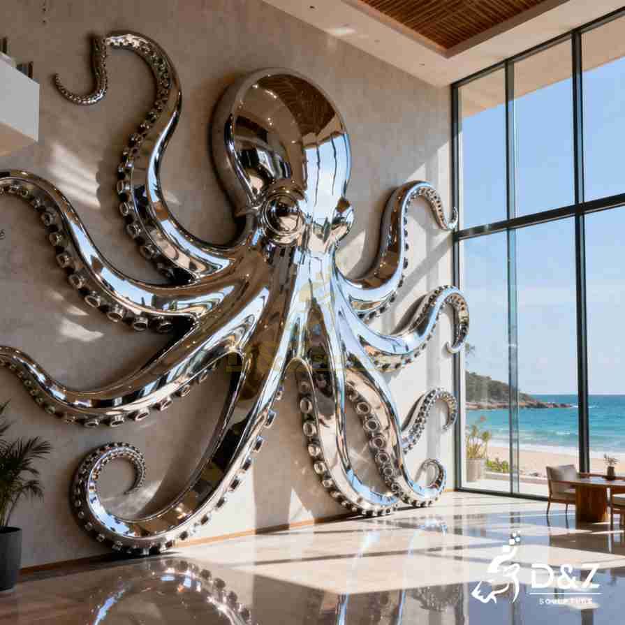 Metal Octopus Wall Sculpture 3 Metal Octopus Wall Sculpture 3