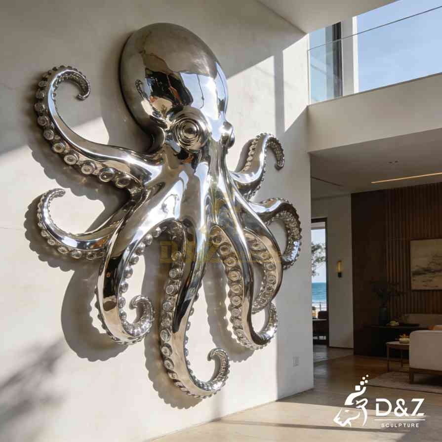 Metal Octopus Wall Sculpture 4 Metal Octopus Wall Sculpture 4