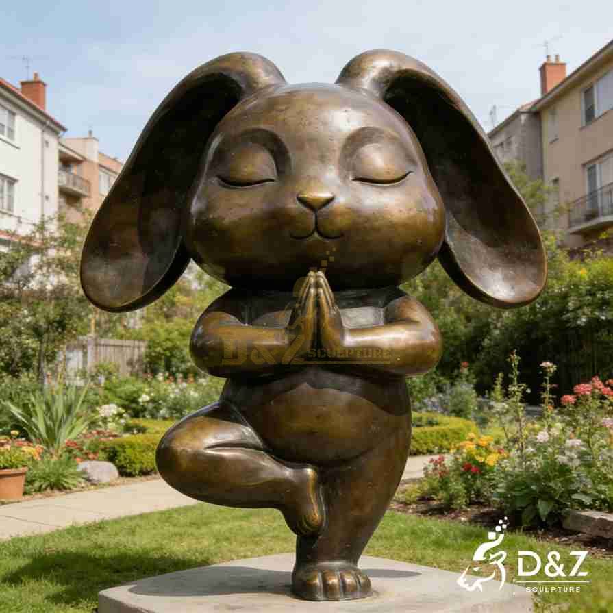 Bronze Yoga Rabbit Statue 1