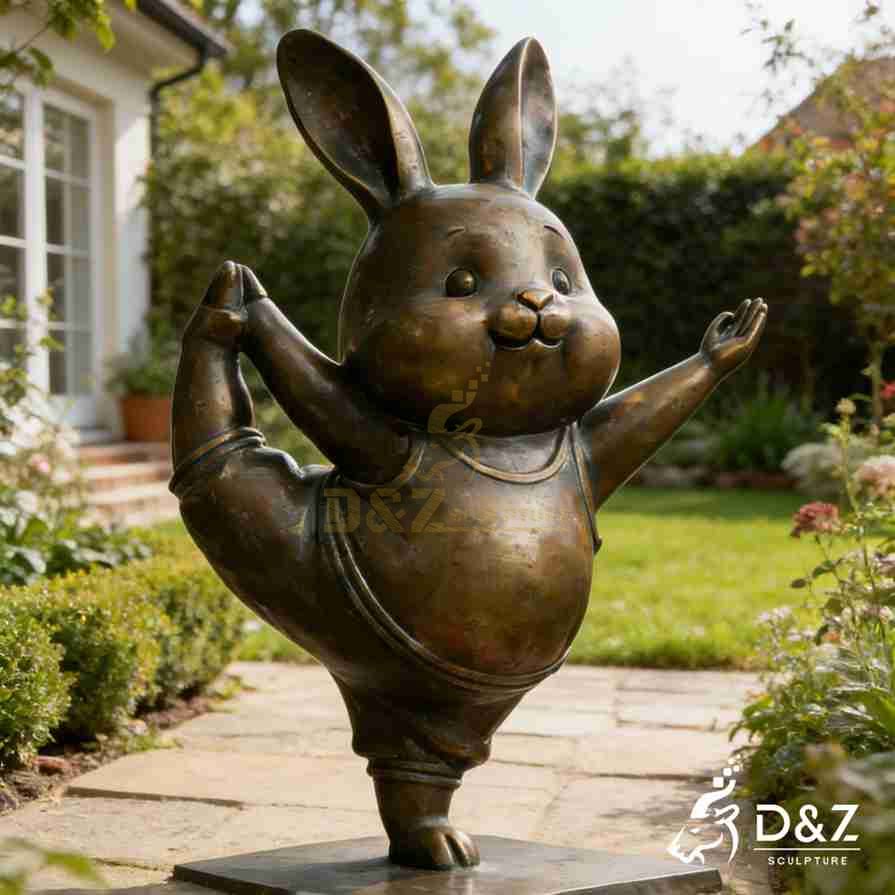 Bronze Yoga Rabbit Statue 3