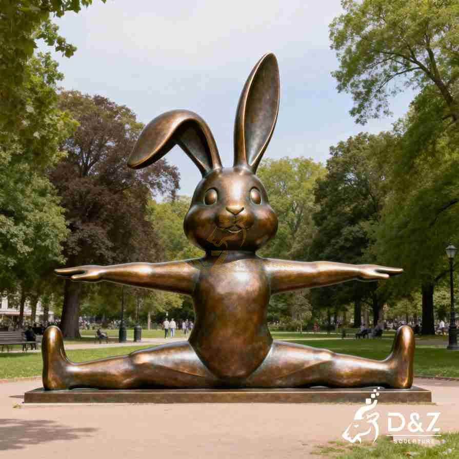 Bronze Yoga Rabbit Statue 4
