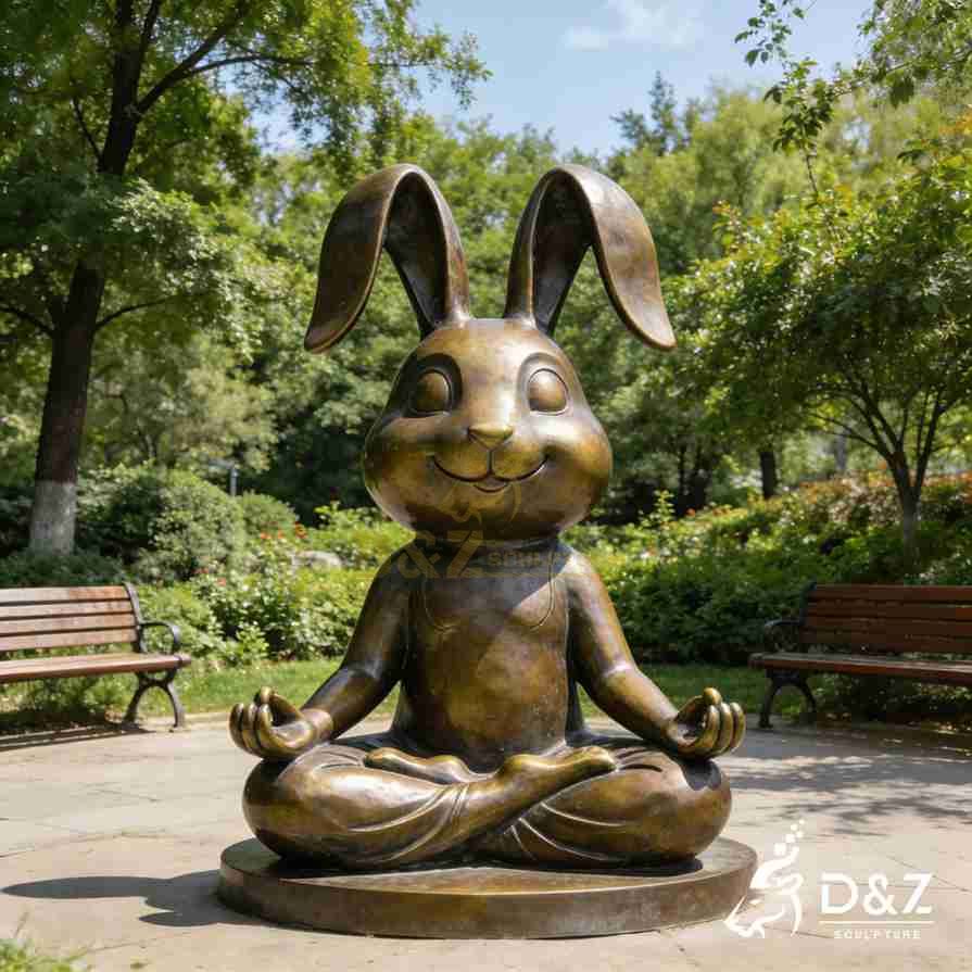 Bronze Yoga Rabbit Statue 6