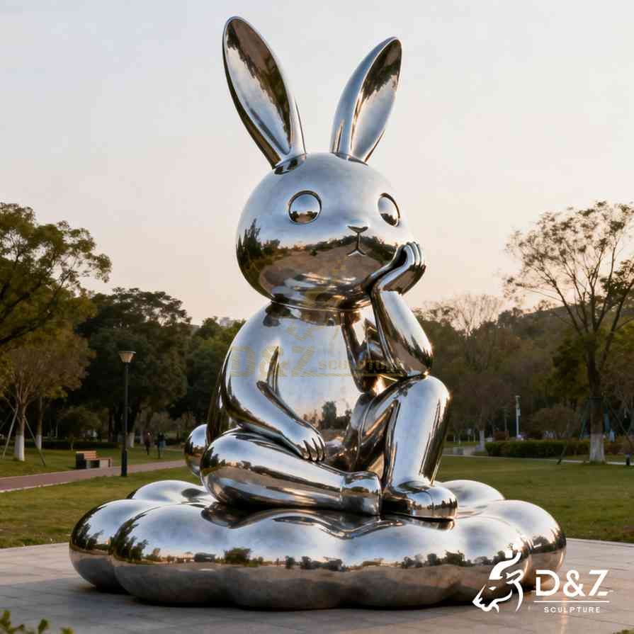 Metal Thinking Rabbit Sculpture 4 Metal Thinking Rabbit Sculpture 4