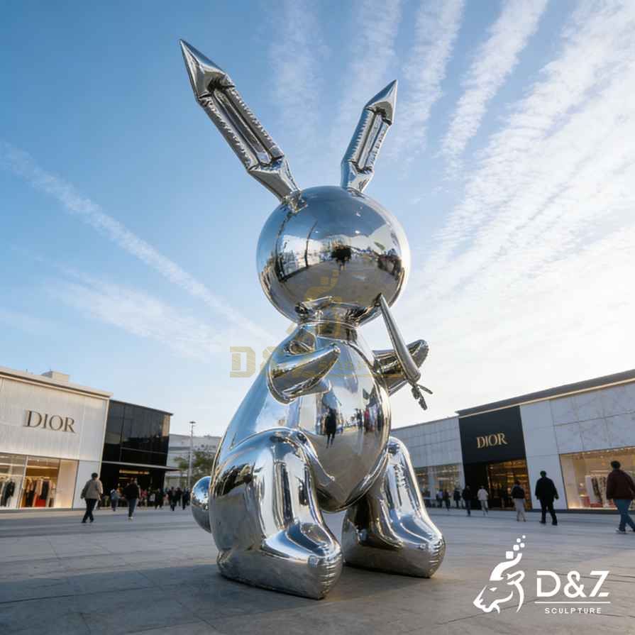 Chrome Rabbit Sculpture 2