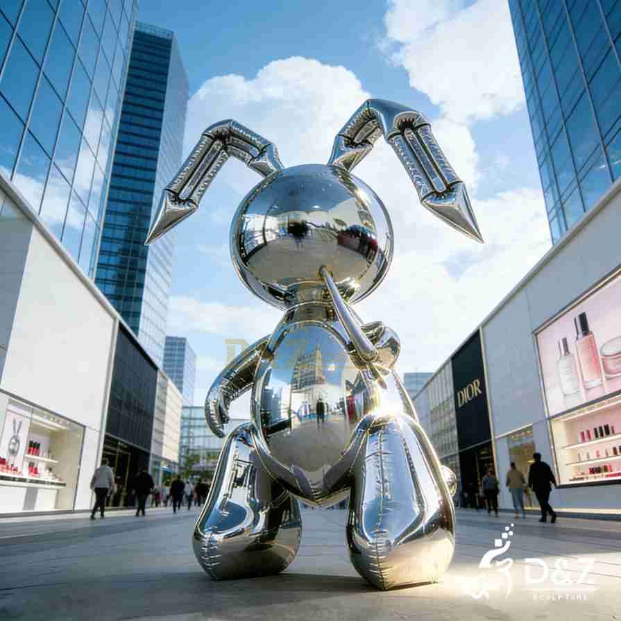 Chrome Rabbit Sculpture 3