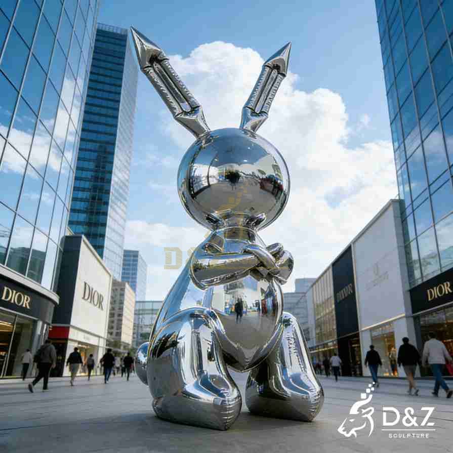 Chrome Rabbit Sculpture 4