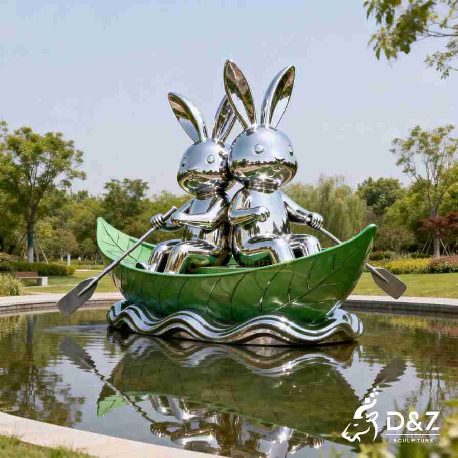 Rowing Rabbit Art Sculpture 5