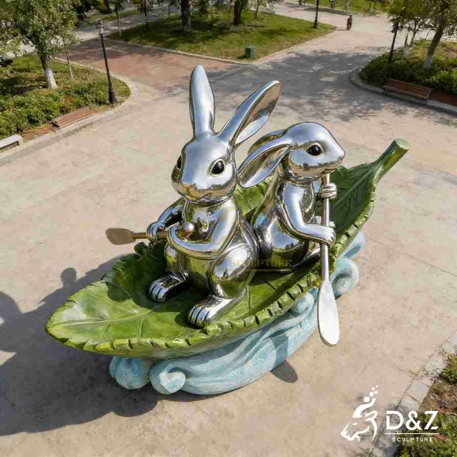 Rowing Rabbit Art Sculpture 6
