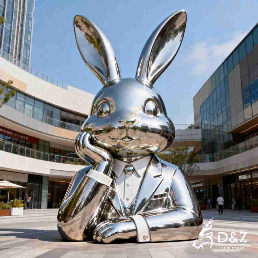 Metal Rabbit Bust Sculpture 1 Metal Rabbit Bust Sculpture 1