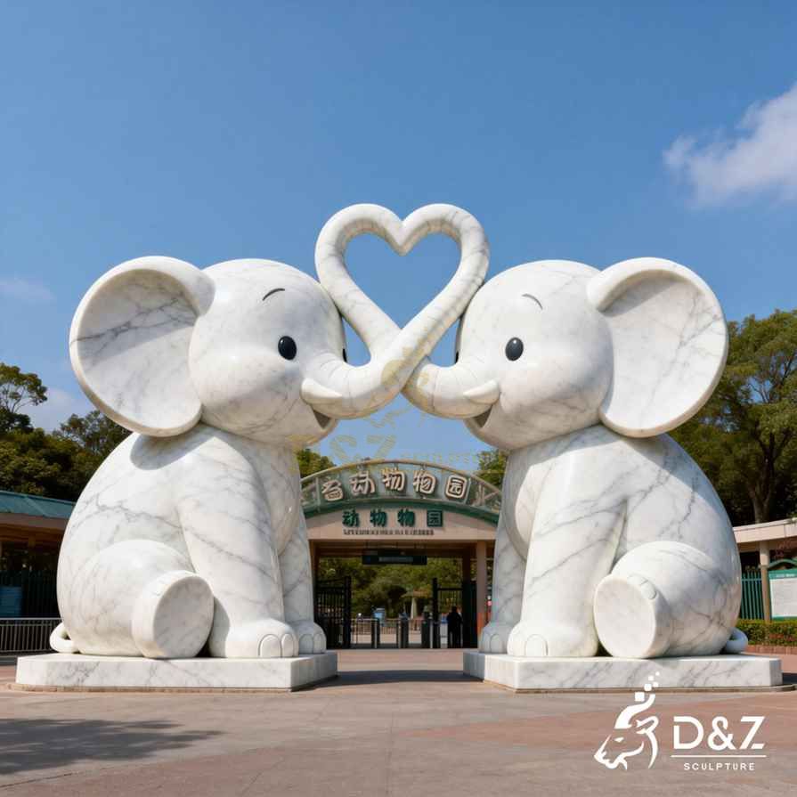 Sitting Elephant Love Statue 3