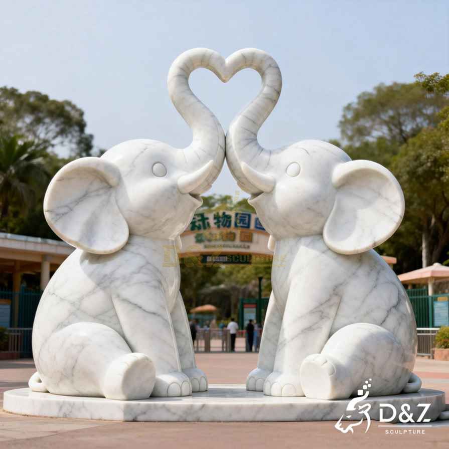 Sitting Elephant Love Statue 4