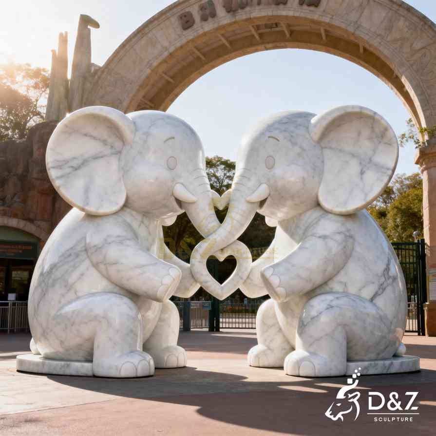 Sitting Elephant Love Statue 5