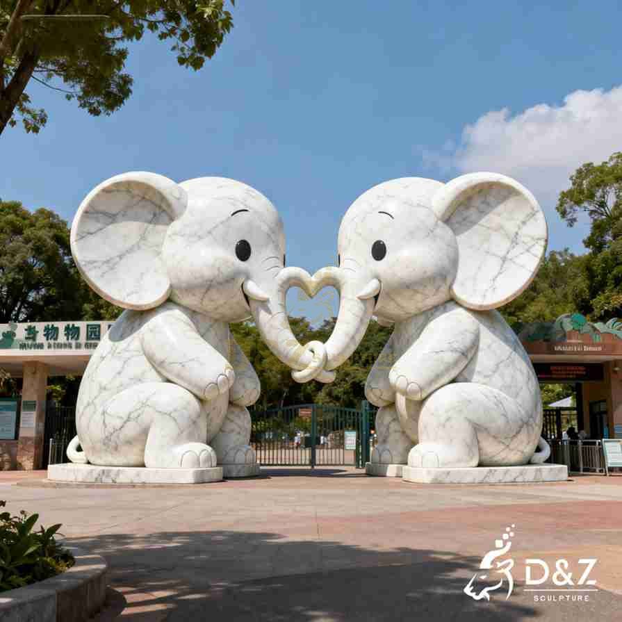 Sitting Elephant Love Statue 6