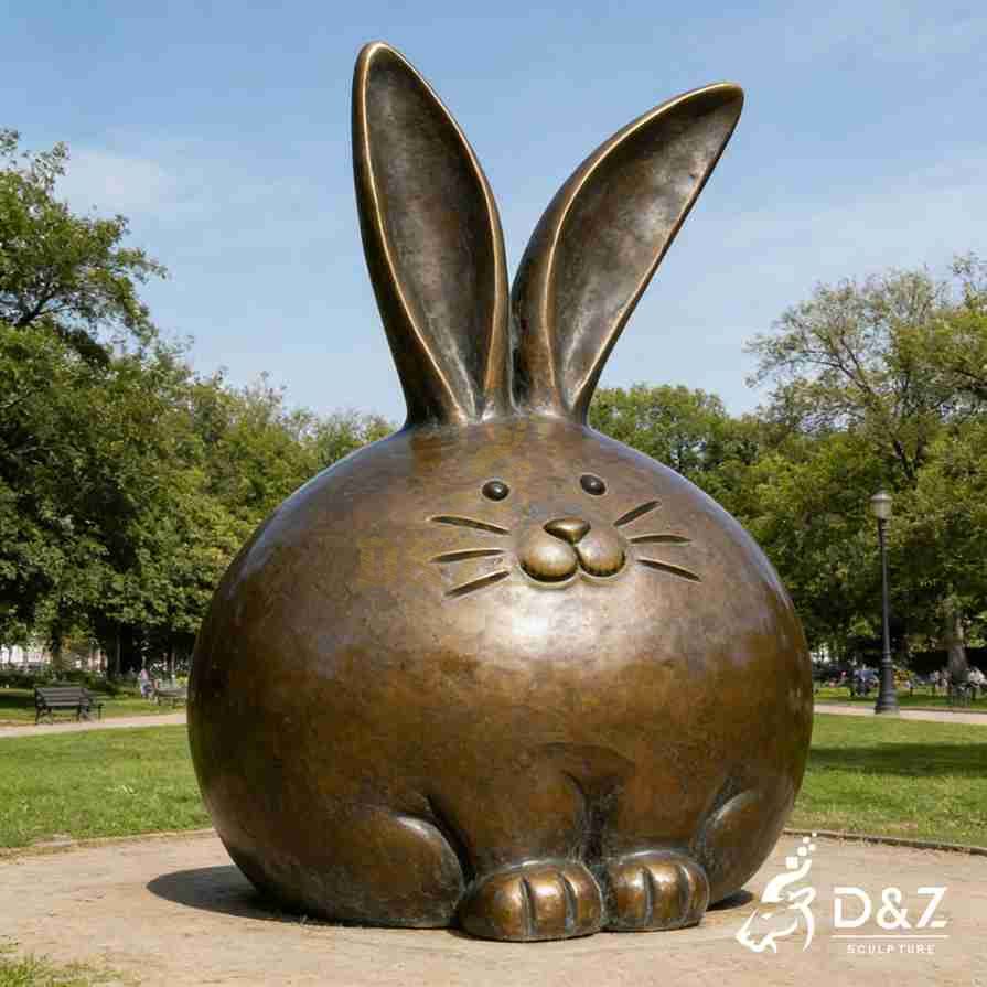 Bronze Fat Rabbit Statue 1