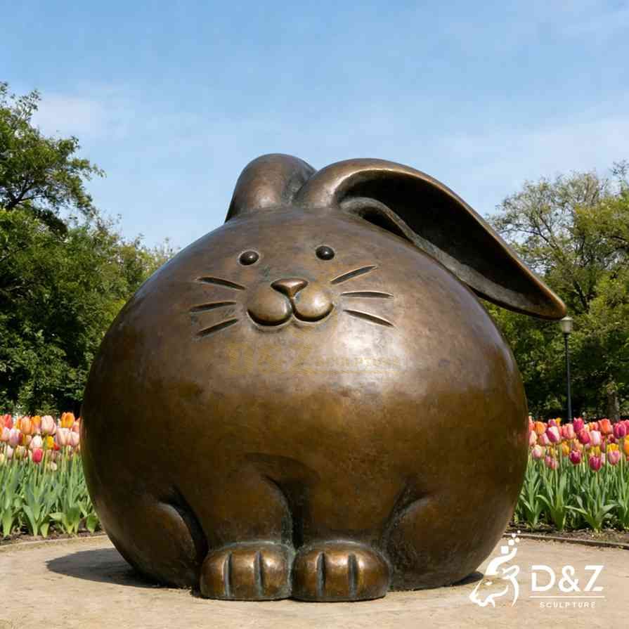 Bronze Fat Rabbit Statue 2