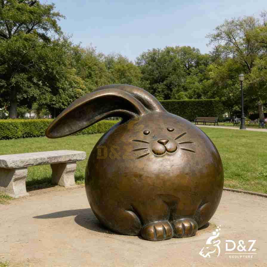 Bronze Fat Rabbit Statue 3