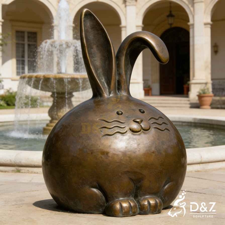Bronze Fat Rabbit Statue 4