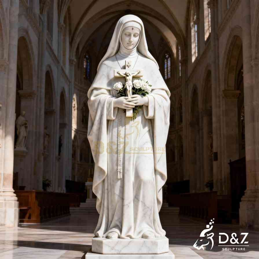 Marble Religious St Rita Statue 4