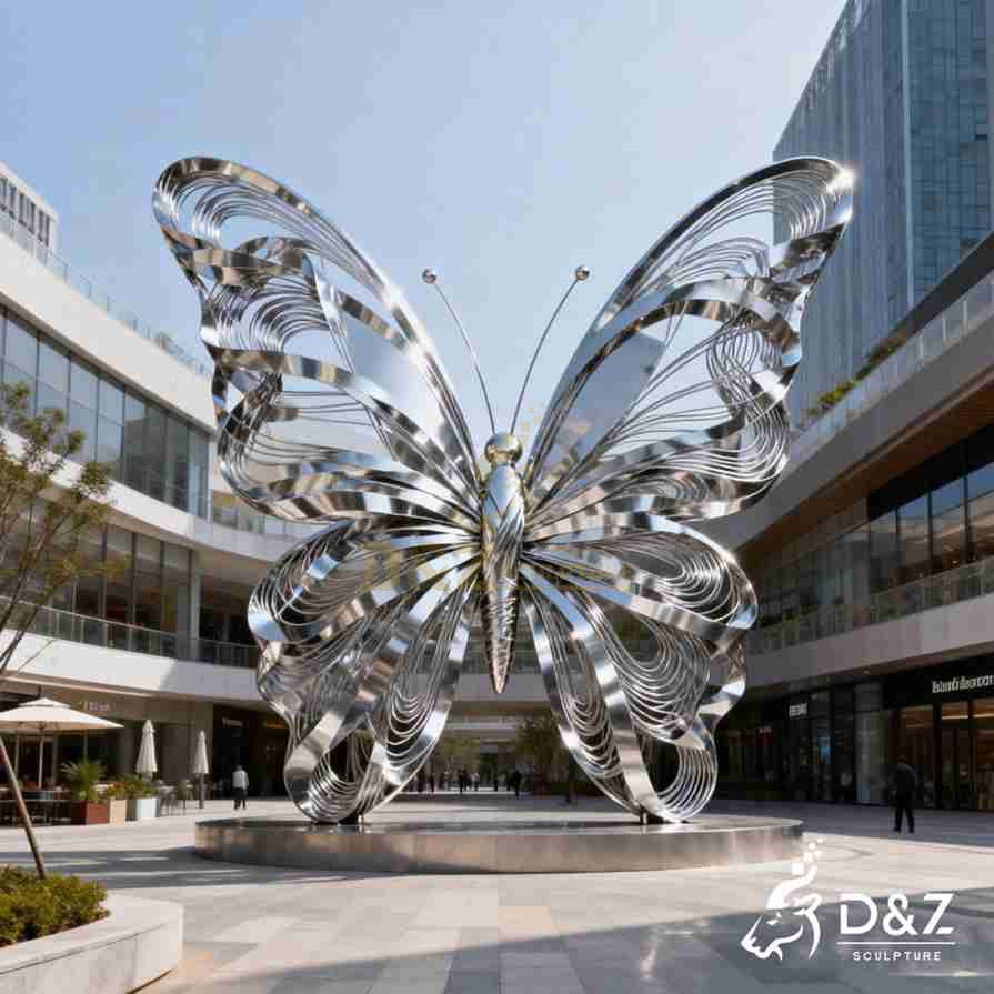Metal Butterfly Ribbon Sculpture 3