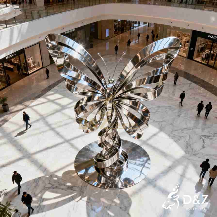 Metal Butterfly Ribbon Sculpture 4