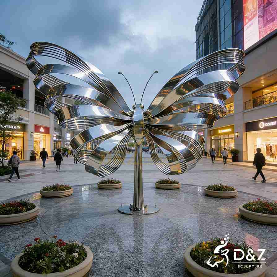 Metal Butterfly Ribbon Sculpture 6