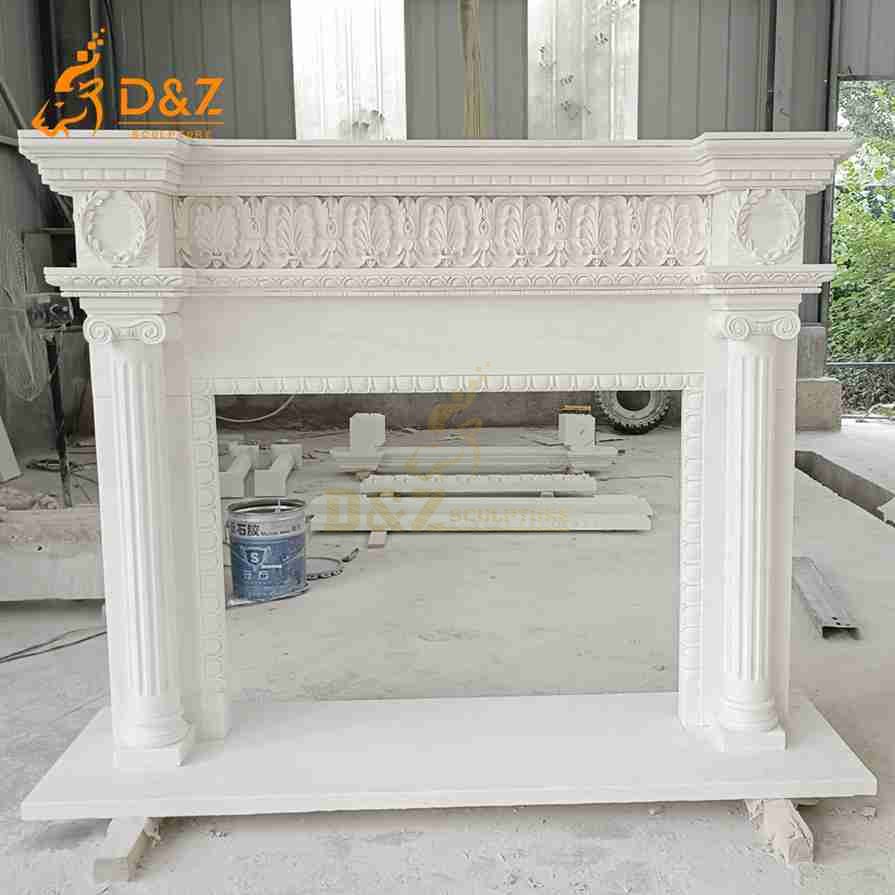 White Marble Fireplace Mantel 1