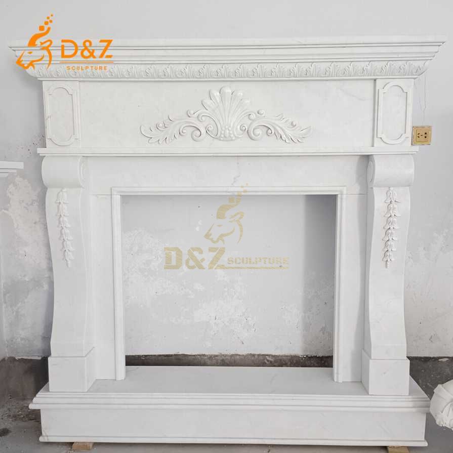 White Marble Fireplace Mantel 2