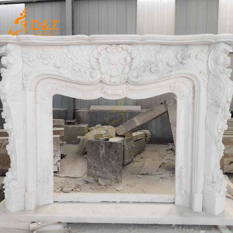 White Marble Fireplace Mantel 5