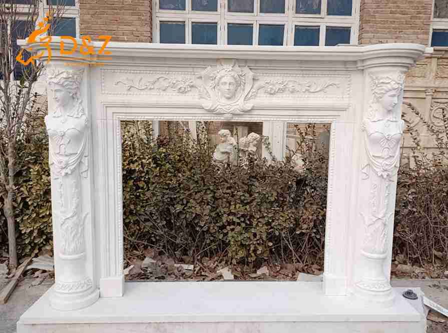 White Marble Fireplace Mantel 6
