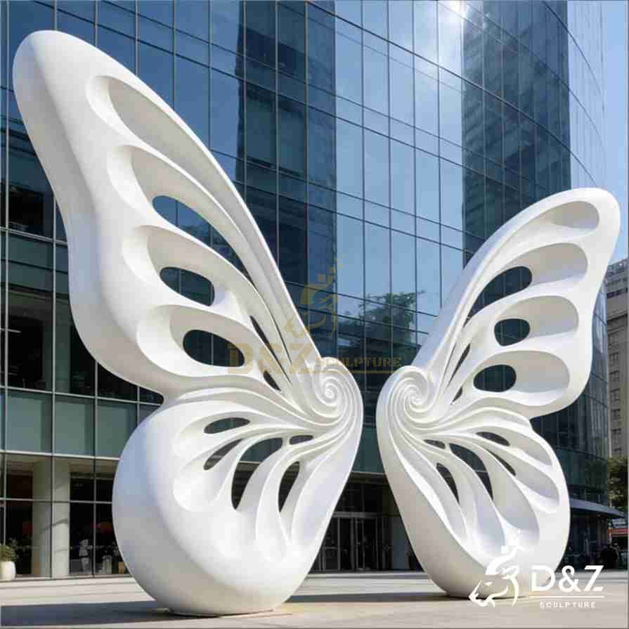 White Metal Butterfly Wings Sculpture 2