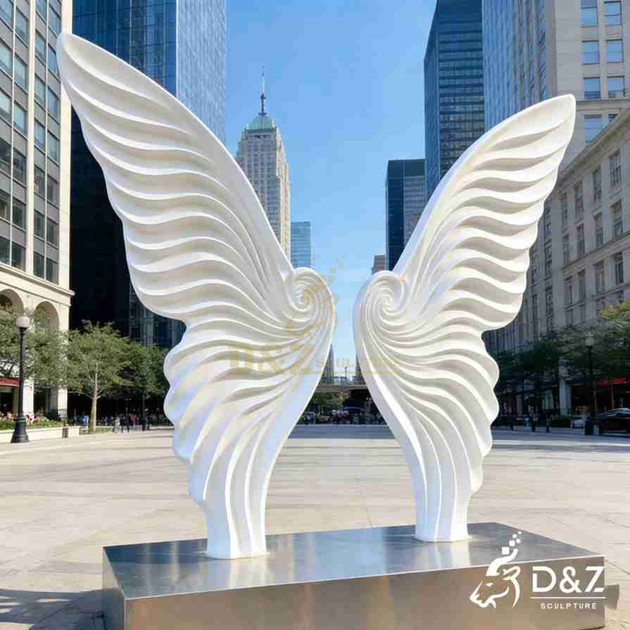 White Metal Butterfly Wings Sculpture 3