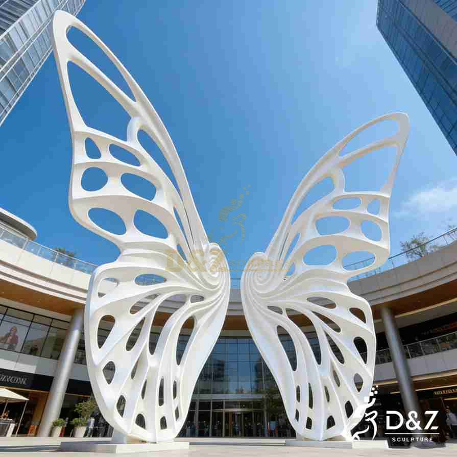 White Metal Butterfly Wings Sculpture 5