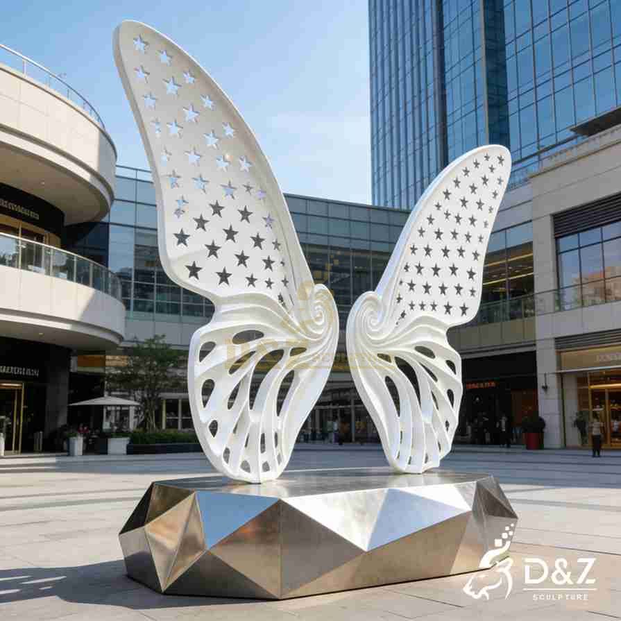 White Metal Butterfly Wings Sculpture 6