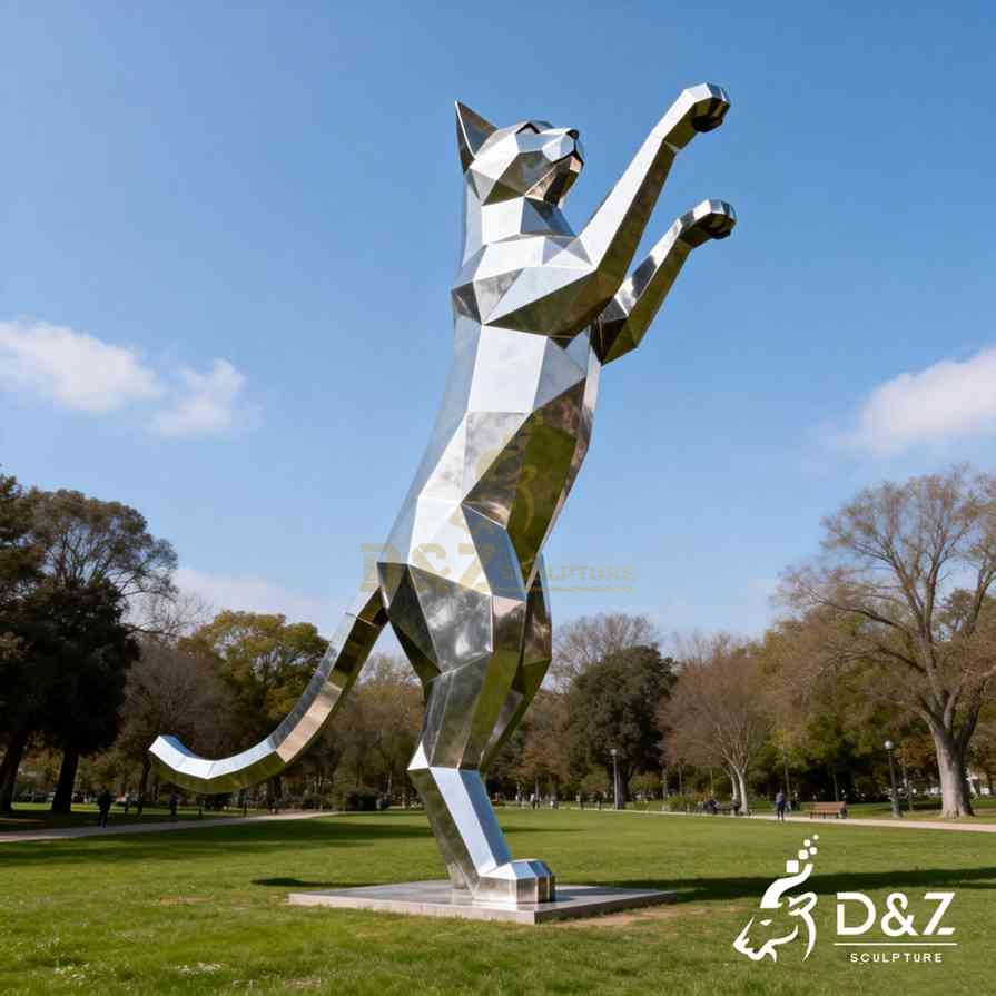 Metal Geometric Cat Sculpture 4