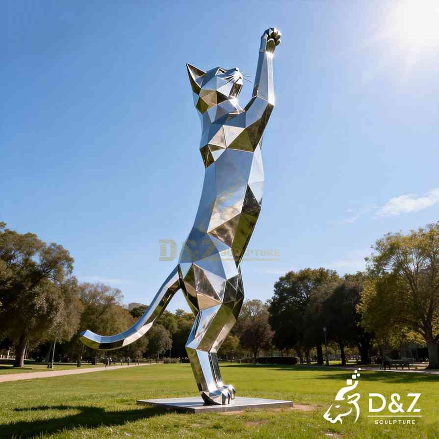 Metal Geometric Cat Sculpture 5